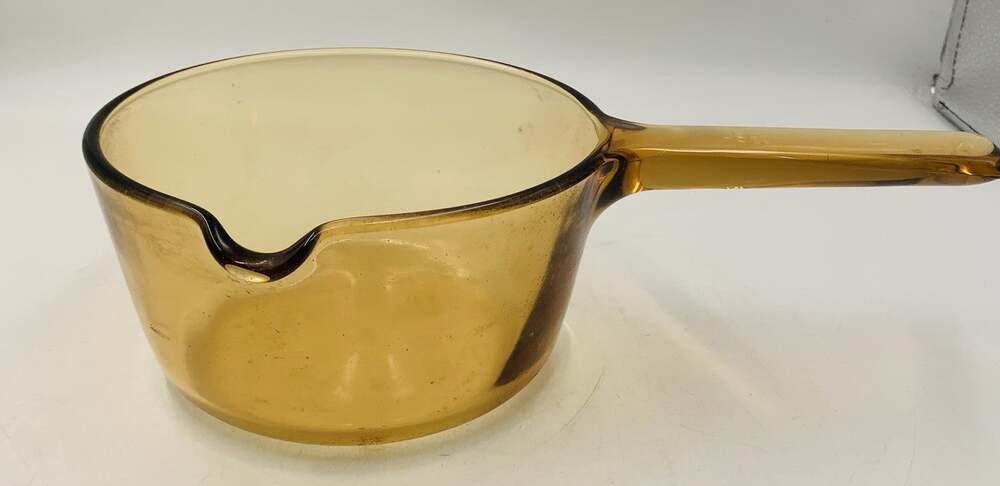 Corning Visions Amber 1 L Sauce Pan Pyrex Glass Cookware -NO TEFLON pour spout